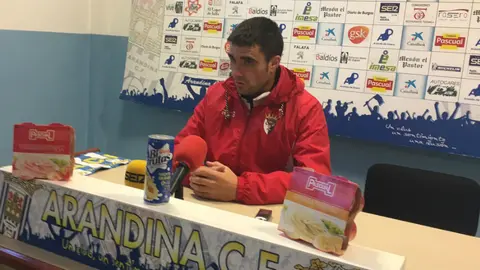Sergio Amatriain en rueda de prensa tras el partido jugado en Aranda de Duero. Twitter Arandina.