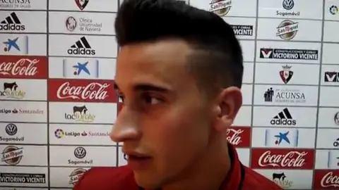 Álex Berenguer en zona mixta del Sadar