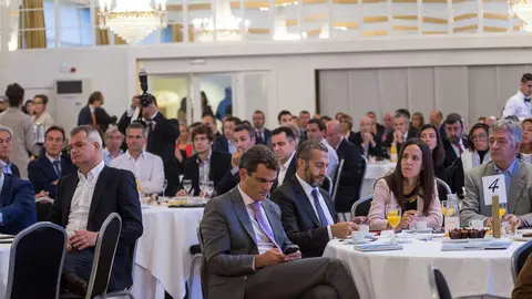 El presidente del Grupo Eroski, Agustín Markaide, protagoniza los Desayunos Empresariales organizados por Navarra Capital en el Hotel Tres Reyes (19). IÑIGO ALZUGARAY