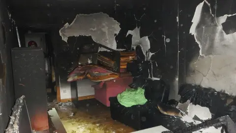 Estado de la vivienda donde se ha ocasionado el fuego en San Jorge. PMUNICIPAL