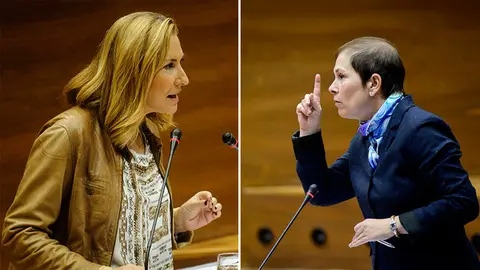 La parlamentaria del PPN, Ana Beltrán, y la presidenta del Gobierno de Navarra, Uxue Barkos.jpg