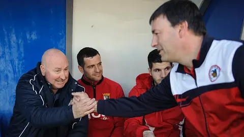 Derby Navarro entre el Mutilvera y el Tudelano. MIGUEL OSÉS