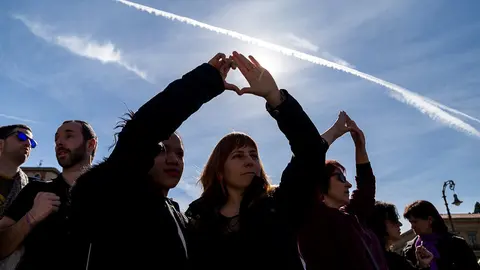 Concentración en la Plaza del Castillo convocada por la Coordinadora Feminista de Navarra en relación con el Paro Internacional de Mujeres (PIM) convocado en todo el mundo (3)