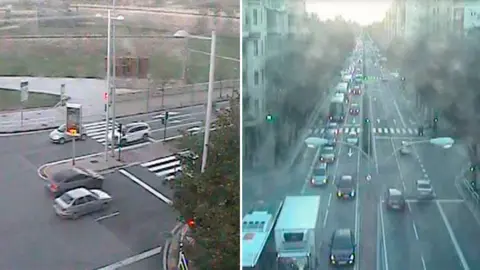 Las imágenes captadas por las dos cámaras de seguridad de la Policía Municipal.