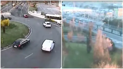 Imágenes de las cámaras de seguridad en Berriozar y Cordovilla.