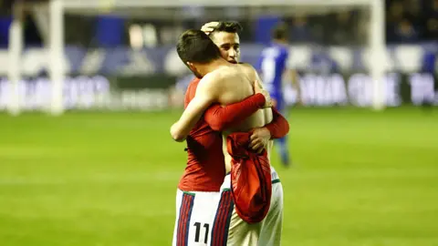 Berenguer, el autor del gol de la victoria, tras el Alavés - Osasuna. LFP