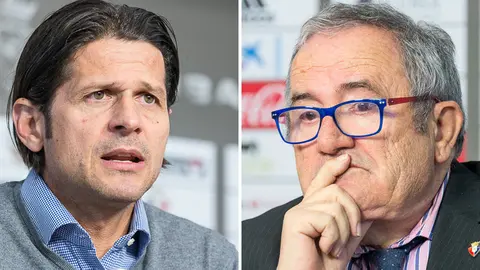 El entrenador de Osasuna, Petar Vasiljevic, y el presidente del club, Luis Sabalza NAVARRACOM