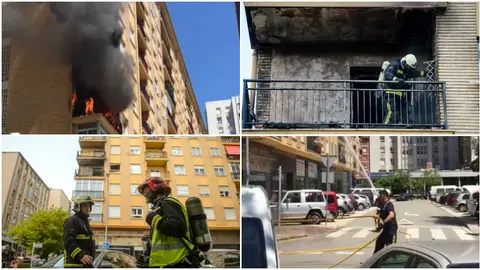 Incendio e intervención de los bomberos en el incendio de Barañáin.