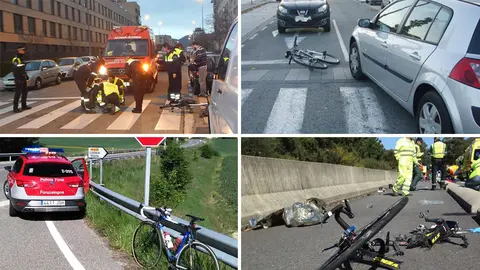 Imágenes de algunos de los últimos atropellos a ciclistas registrados tanto en Navarra como a nivel nacional