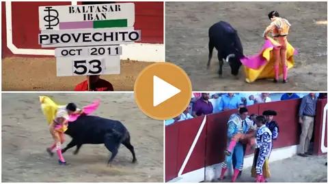 Varios momentos de la cogida a Iván Fandiño player