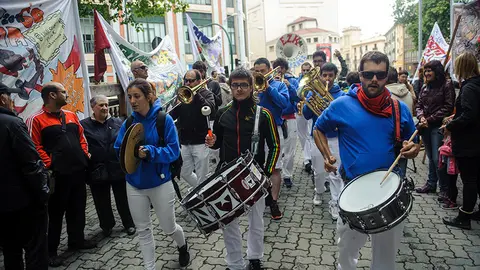 Presentación por parte de las peñas de las pancartas para los Sanfermines de 2017. MIGUEL OSÉS (8)