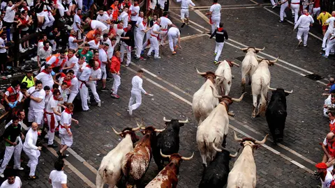 Tercer encierro de los toros de Puerto de San Lorenzo en la Plaza del Ayuntamiento 11 REUTERS