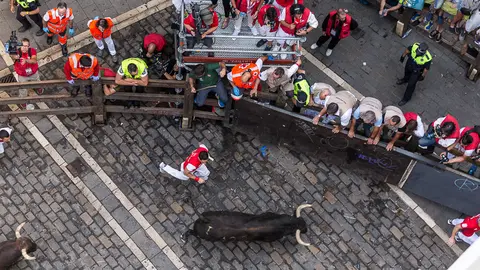 Séptimo encierro de San Fermín con los toros de Nuñez del Cuvillo (06). IÑIGO ALZUGARAY