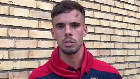El canterano Miguel Díaz tras su debut con el primer equipo de Osasuna y marcar un gol ante el Burgos CA OSASUNA