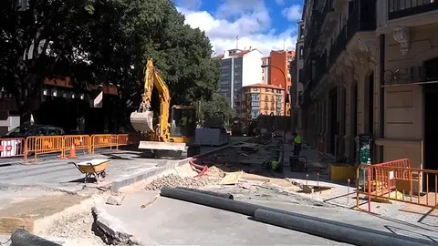 Continúan las obras para la reordenación del tráfico en el centro de Pamplona
