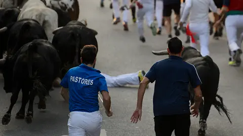 Accidentado cuarto encierro de las fiestas de Tafalla 2017. PABLO LASAOSA_2