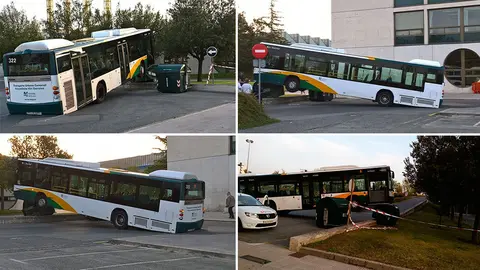 El asombroso accidente de la villavesa número 9 en las inmediaciones de la UPNA. CEDIDAS