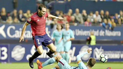 David Rodríguez ante el Barceloba B. La Liga.