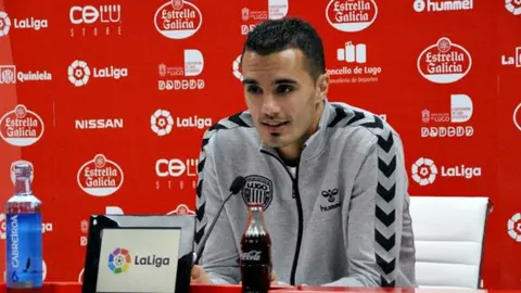 Iriome, jugador del Lugo, en rueda de prensa. CD Lugo.