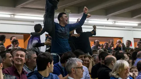 El frontón Labrit de Pamplona durante el partido del Campeonato de Parejas de Pelota Mano entre Ezkurdia-Zabaleta y Elezkano II-Rezusta (24). IÑIGO ALZUGARAY
