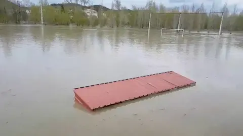 El campo del Injerto inundado por la riada. TWITTER