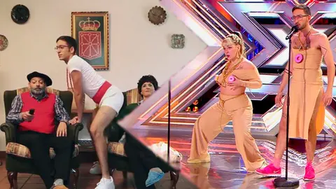 El bailarín de twerking Jirafa Rey durante sus actuaciones en el anuncio del certamen pop rock Villa de San Adrián y en Factor X con su hit Cómeme el Donut NAVARRACOM