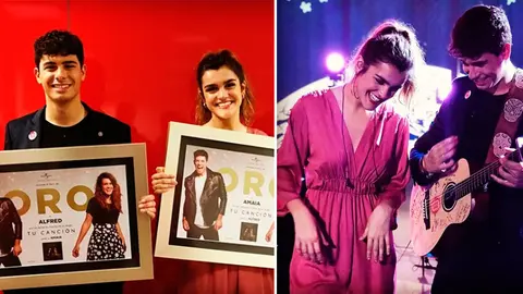 Amaia y Alfred posan junto a su disco de oro por la canción que interpretarán en Eurovisión. RTVE