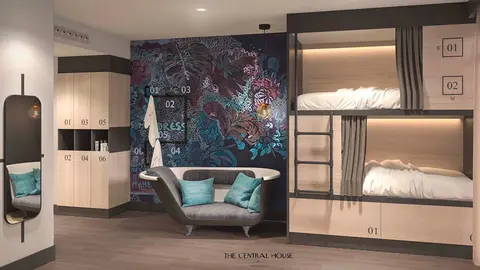 Imagen interior que presentará el nuevo hostel que se planea abrir en los antiguos almacenes Unzu. CEDIDA 4