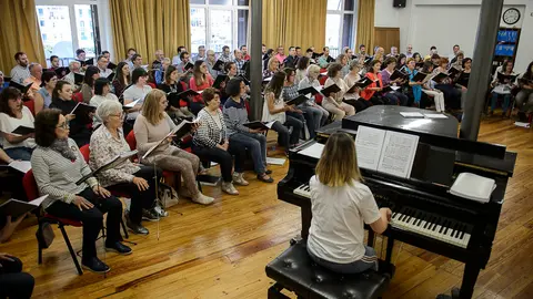 Últimos ensayos del Orfeón Pamplonés antes de viajar a San Petersburgo para participar en el festival de las Noches Blancas. PABLO LASAOSA 20