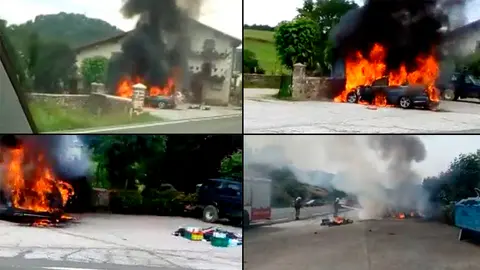 Imagen del coche que ha sufrido un incendio en Ventas de Arraiz CEDIDA 3