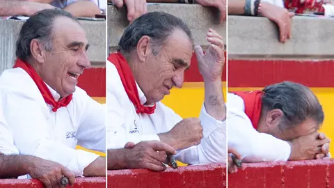 El ganadero de Fuente Ymbro, Ricardo Gallardo, se lamenta con la imagen de varios de sus toros en la cuarta corrida de Sanfermines MIGUEL OSÉS