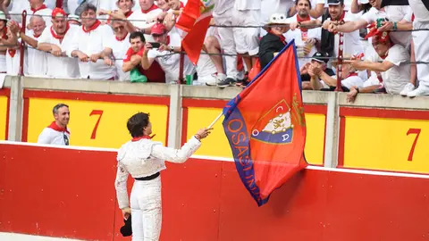 Quinta corrida de la feria de San Fermín 2018 con toros de la ganadería de Núñez del Cuvillo para los toreros Antonio Ferrera, Roca Rey y Ginés Marín. PABLO LASAOSA 27