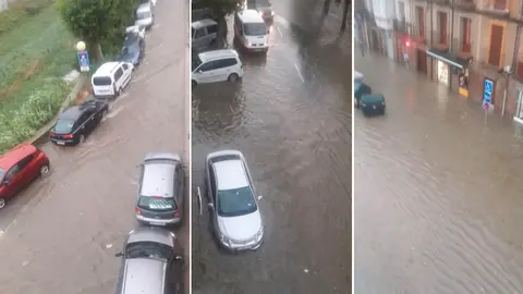 Las calles de Tafalla anegadas de agua tras la tormenta caída este viernes 13 de julio CEDIDAS 0