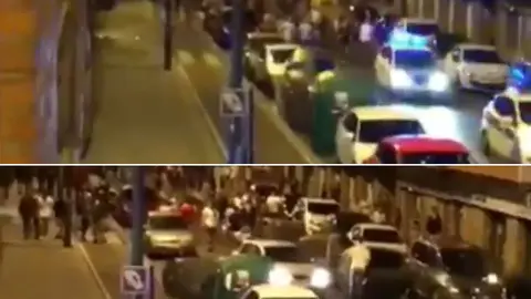 La Ertzaintza y la policía municipal huyen de un grupo de radicales en las fiestas de Algorta, en Getxo YOUTUBE 0