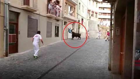 Herido en el cuarto encierro de Estella.