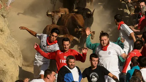 Segundo encierro de El Pilón en las fiestas de Falces 2018. PABLO LASAOSA 07