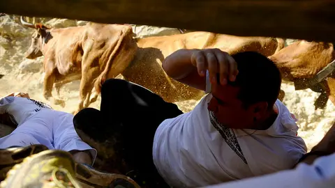 Cuarto encierro de El Pilón de las fiestas de Falces de 2018. MIGUEL OSÉS (9)