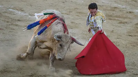 Primera corrida de toros de las fiestas de Tafalla 2018 con toros de Prieto de la Cal para Joseillo, Gómez del Pilar y Curro de la Casa. PABLO LASAOSA 52