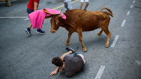 Suelta de vacas a cargo de la ganadería de Miguel Reta el último día de las fiestas de Berriozar de 2018. MIGUEL OSÉS (7)