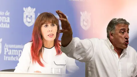 Maite Esporrín, portavoz del PSN en el Ayuntamiento de Pamplona, junto al alcalde Joseba Asirón en una imagen de archivo.
