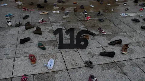 Iruña Ciudad de Acogida convoca una acción protesta para denunciar la expulsión masiva de 116 personas a través de la frontera de Ceuta. PABLO LASAOSA 01