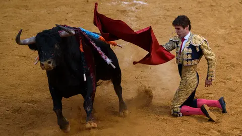 Corrida de toros en fiestas de Cintruénigo con toros de Dominguez Camacho para los diestros David Mora Luis David Adame y Javier Marin. PABLO LASAOSA 42