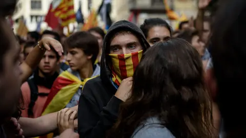 Movilizaciones estudiantiles organizadas en Barcelona en el aniversario del Referendum ilegal del 1-O. MIGUEL OSÉS (3)