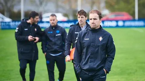 Arrasate durante el partido amistoso entre Osasuna y Alavés en las instalaciones de Tajonar 21