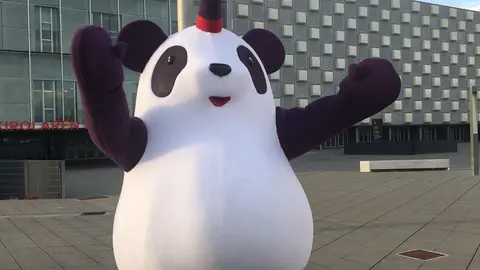 Pandi, la mascota del Campeonato de España de Conjuntos de Gimnasia Rítmica que se celebrará en el Navarra Arena. CEDIDA