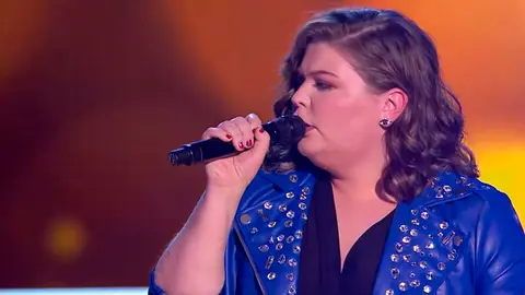 La estudiante en Pamplona, Hanna Labotka, durante su última actuación en La Voz. ANTENA 3