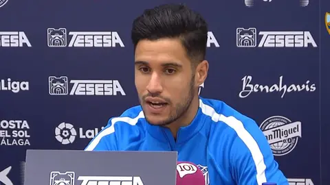 El portero marroquí del Málaga, Munir, en rueda de prensa.