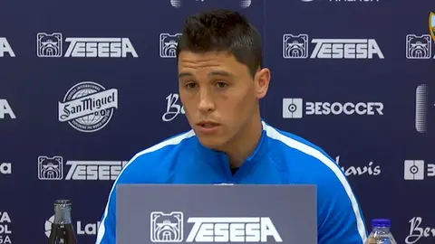 El jugador del Málaga CF Federico Ricca en rueda de prensa.
