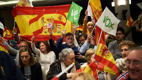 Mitin central de la campaña de Vox en Navarra con la intervención de Rocío Monasterio y el cabeza de lista por Navarra de la formación al Congreso, Adolfo Alústiza