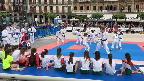 Exhibición de kárate de la SDC Echavacoiz en la Plaza del Castillo..